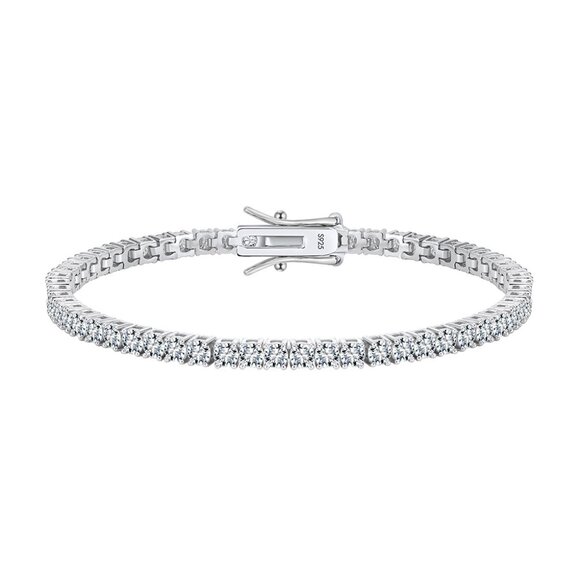 3mm moissanite ladies tennis bracelet, S925 pure silver full-circle bracelet - Picture 4 of 6